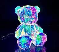 Нічник кришталевий ведмедик 25 × 20 см LED світильник 3D ведмідь