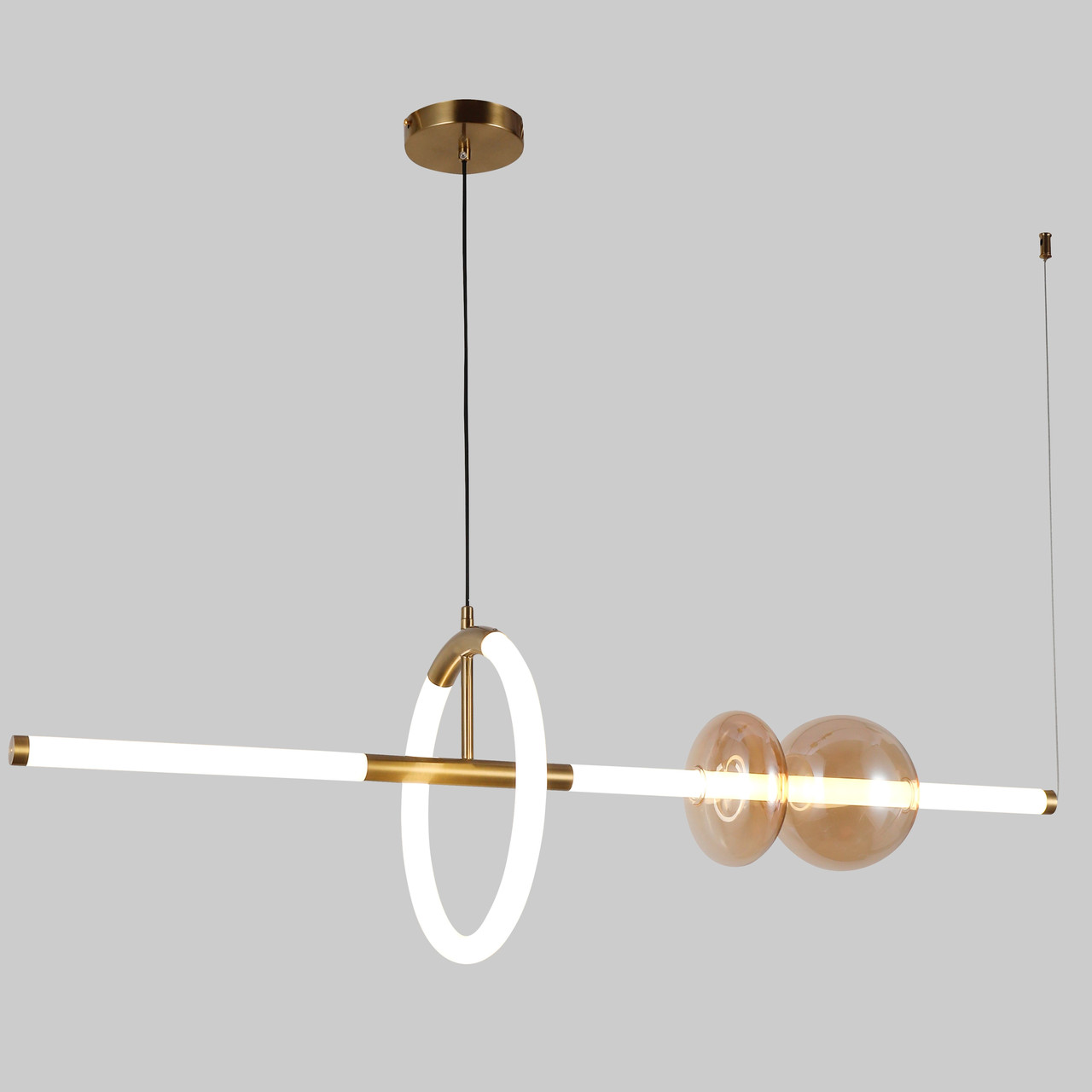 Люстра підвісна бронзова довга 105см led 35W (91-12209 led (1000) AB+BR)