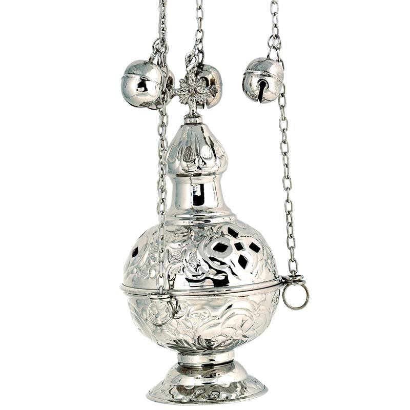 Кадило середнє під срібло з карбуванням по металу (Греція), фото 1