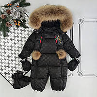 Зимовий цільний комбінезон трансформер для новонароджених, чорний комбінезон Гуччі