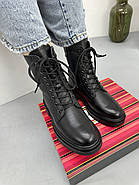 Високі черевики демісезонні жіночі MeegoComfort 25A18603-1 Black чорні на шнурівці, фото 3