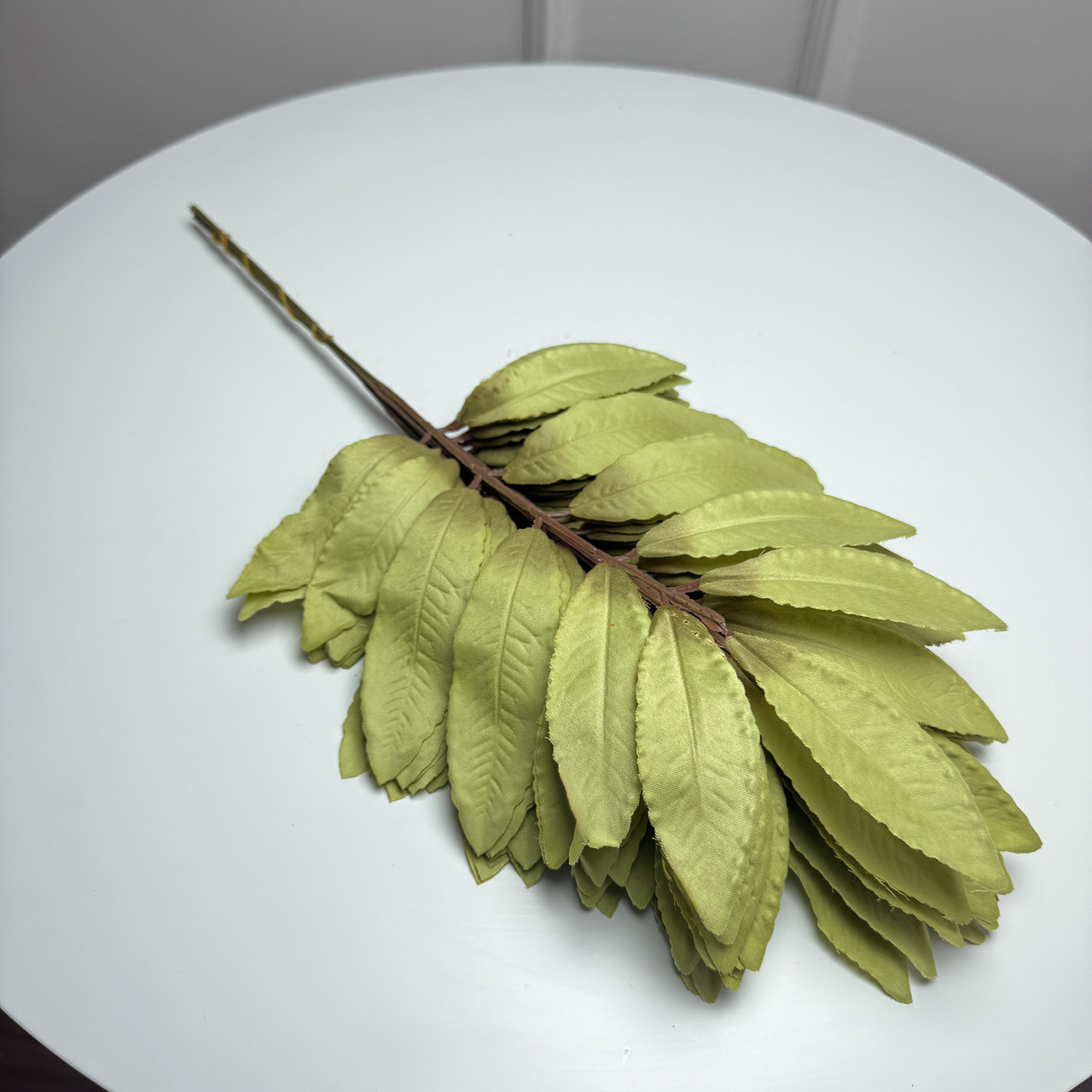 Штучна гілка лавровий лист оливковий, 45 см, 12 шт./пач., фото 1