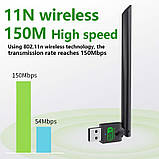 USB Wi-Fi адаптер 150 Мбіт/с для ПК, ноутбука | Бездротовий мережевий адаптер 2.4 ГГц USB 2.0, фото 3