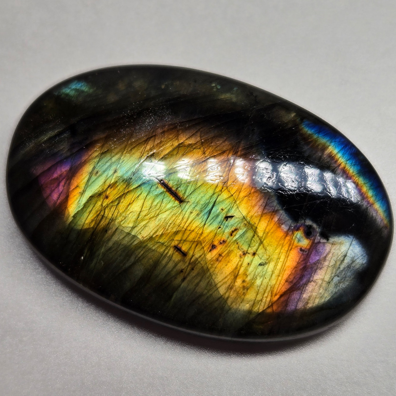 Лабрадор кабошон, двостороння вставка для створення прикрас натуральний ювелірний камінь 46 ct, фото 1