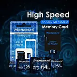 Карта пам’яті Microdata microSD 32GB Class 10 UHS-I U1 V10 з SD-адаптером | Флешка для телефону, планшета, відеореєстратора, дрона, фото 4