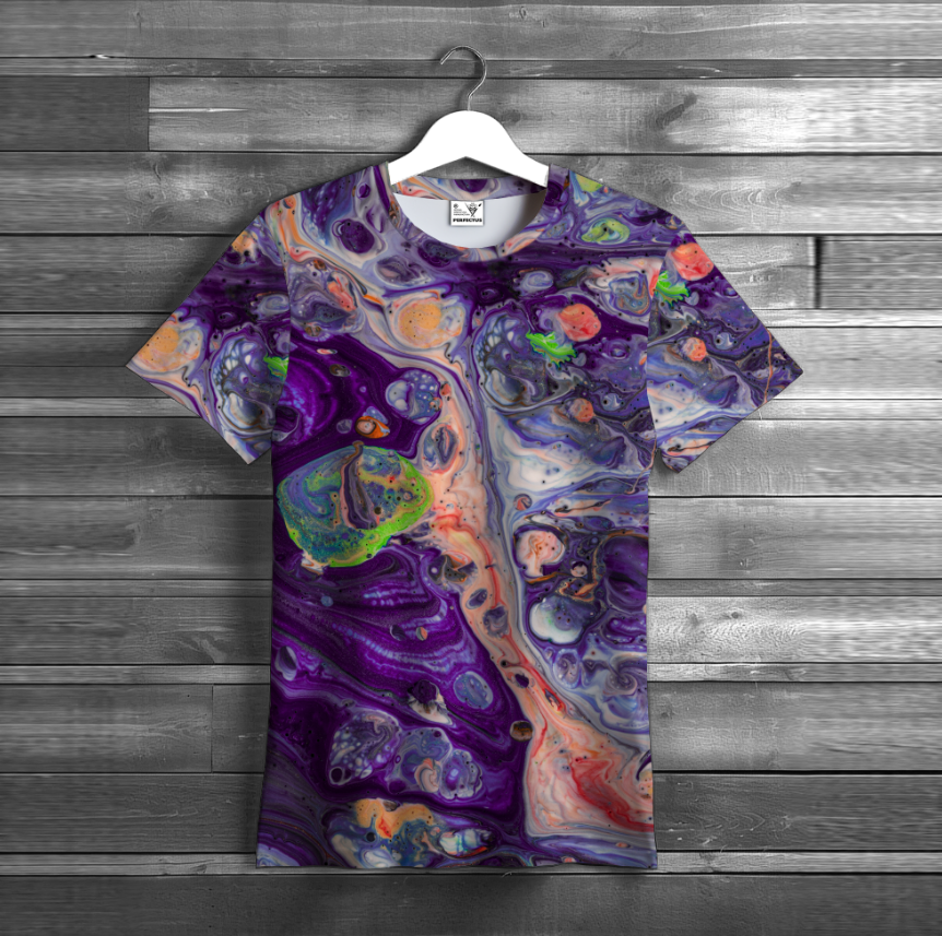 Футболка Абстракція рідких фарб візерунки барвисті яскраві 3 ВСІ розміри унісекс 3D принт, фото 1