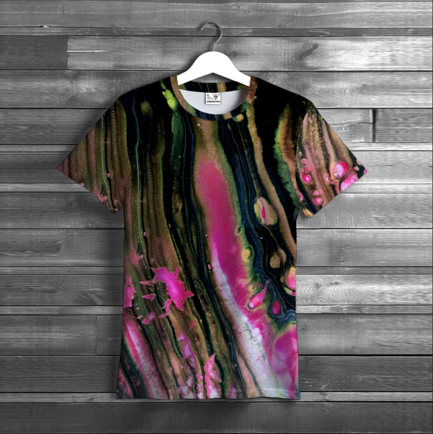 Футболка Абстракція рідких фарб візерунки барвисті яскраві 1 ВСІ розміри унісекс 3D принт, фото 1