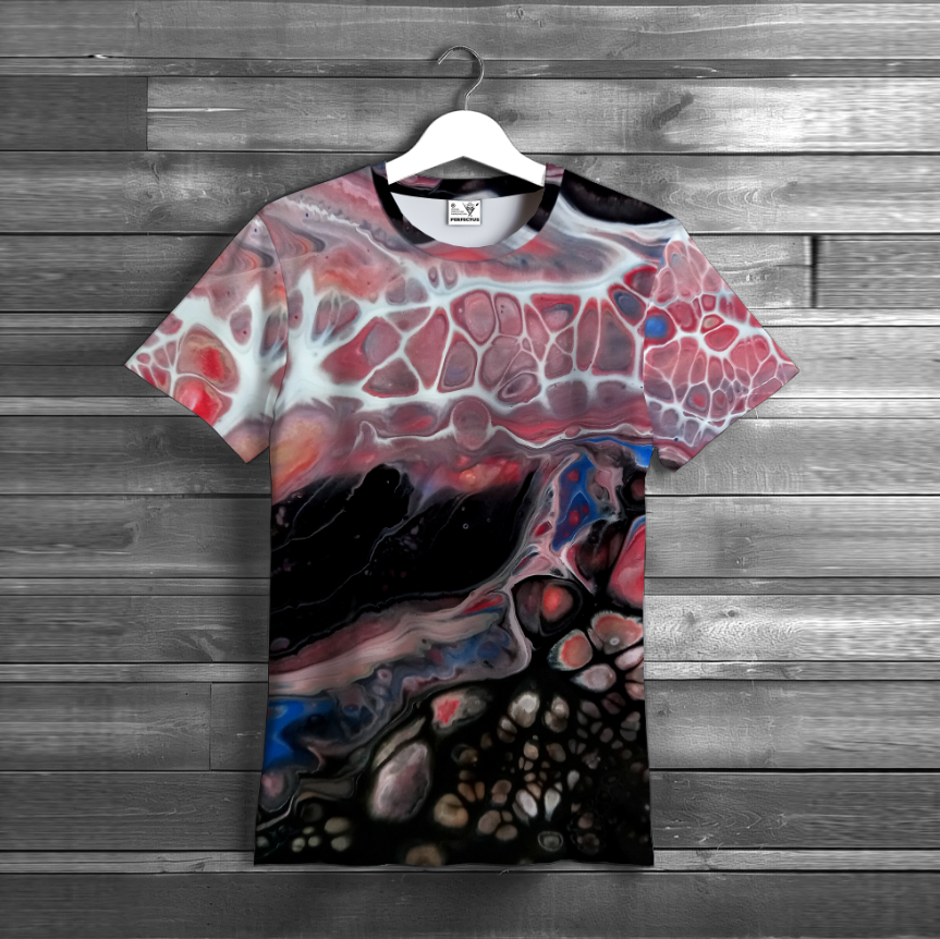 Футболка Абстракція рідких фарб візерунки барвисті яскраві ВСІ розміри унісекс 3D принт, фото 1