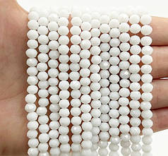 Намистини кришталеві Рондель 6х4 мм, білий непрозорий (уп.80-90 шт)