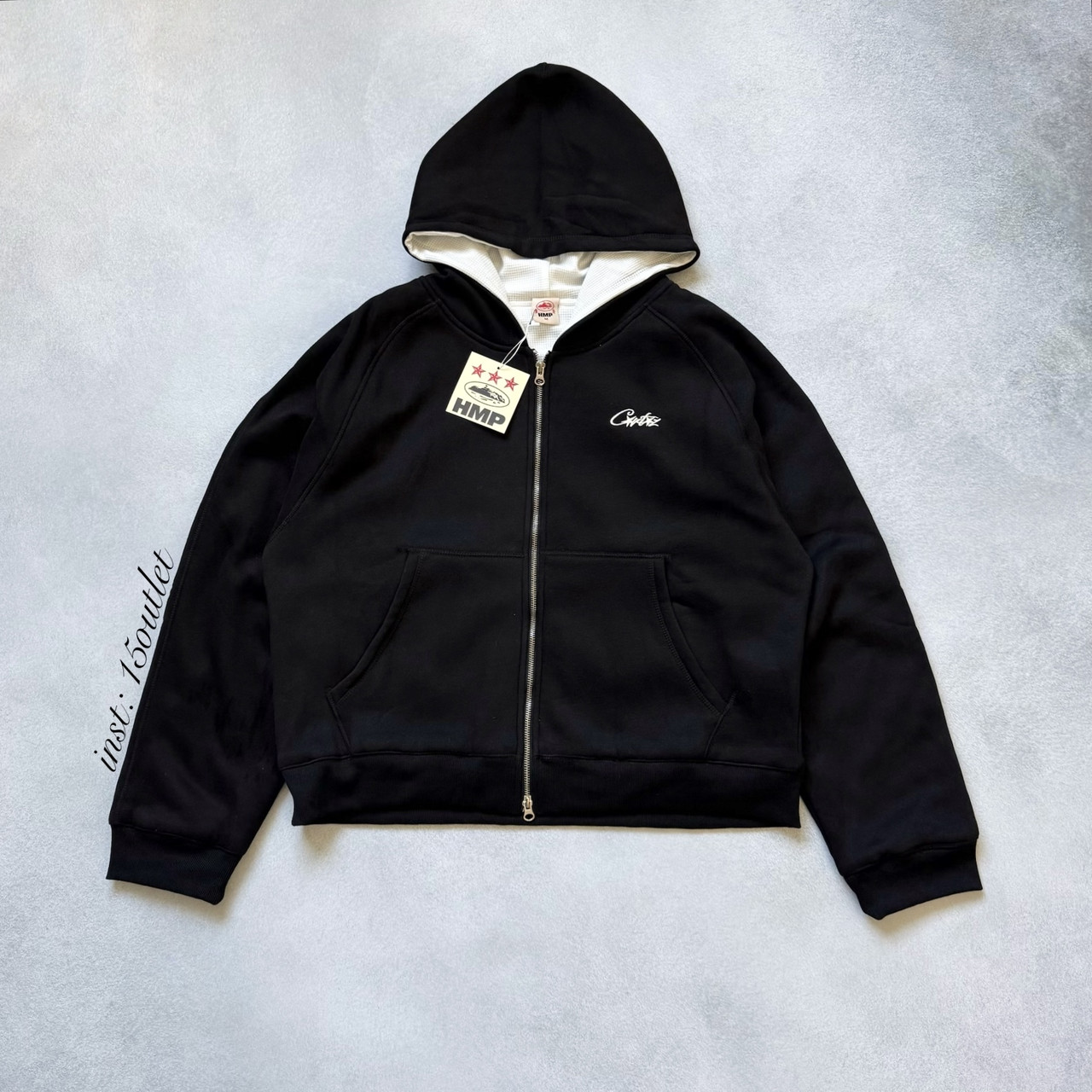 Зип худи Corteiz HMP V2 Hoodie Zip Black Кофта Кортез Чёрная, цена