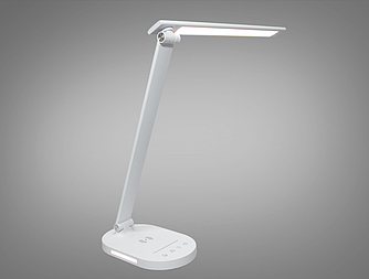 LED лампа настільна біла з безпровідною зарядкою – економна 6 Вт лампа для навчання та роботи