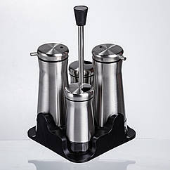 Набір баночок для спецій та рідких текстур 4 предмети на підставці, сталь