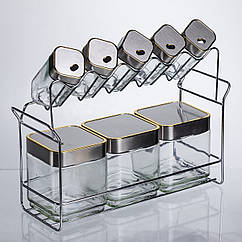 Набір ємностей для зберігання 8 штук по 100/700 мл на металевій підставці