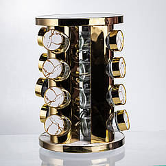 Карусель для спецій 16 баночок по 100 мл, білий мармур