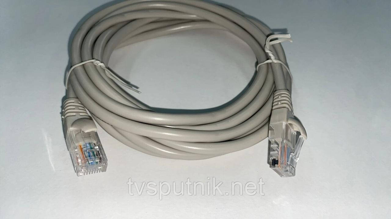Патчкорд UTP Cat 5E, 3 метри, сірий — штекер 8P8C — штекер 8P8C