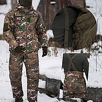 Зимовий тактичний костюм теплий армійський форма зимова зсу slimtex софтшелл до -15°C костюм військовий зимовий мультикам
