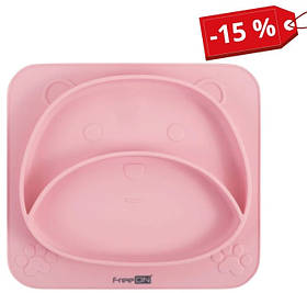 Силіконова тарілка дитяча FreeON Bear, pink