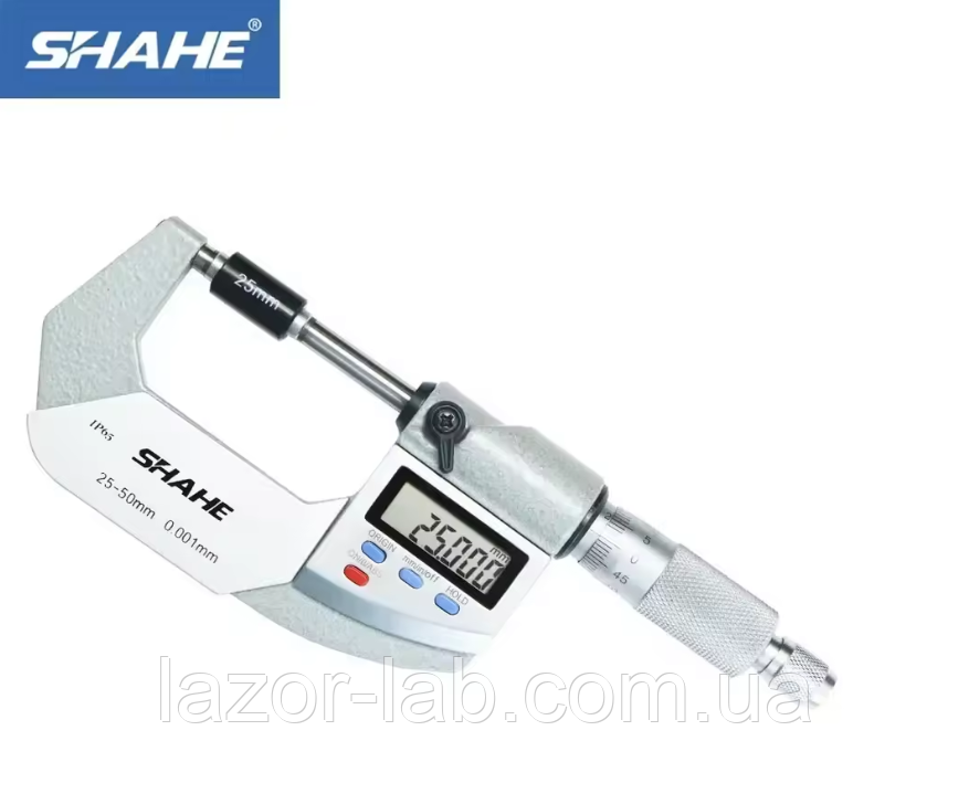 Мікрометр цифровий Shahe 25-50mm / 0-1"0.001 (5203-50) в водозащищенном металевому корпусі IP 65