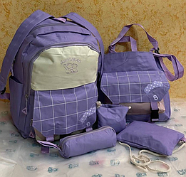 Набір 5 в 1 шкільний рюкзак (GuiyuBag Парочка Ведмедики), сумка, клатч, пенал і мішок MFG-612 Доставка по Україні