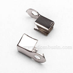 Концевики-Затискачі для Шнура, Залізні, Платина, 9х3.5х4мм, Отвір 2мм, 100 шт