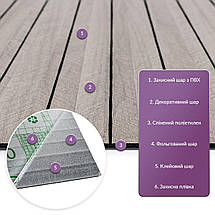 Покриття вінілове самоклеюче 3D рейки 600х600х2,8мм SW-00003244, фото 2