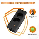 Вбудована розетка меблева Folem RZS, для столу з Type-C, USB, швидке заряджання PD 20W, врізна подвійна — Чорний, фото 6