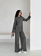 Костюм жіночий двійка в язаний Модель: 1466-139 Колір: шоколад, бордовий, графіт