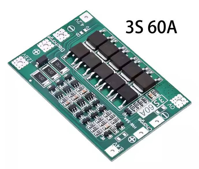 Плата контролера BMS 3S з балансиром, Li-ion 60А, 12.6V, для захисту и зарядки Li-ion акумуляторів, фото 1
