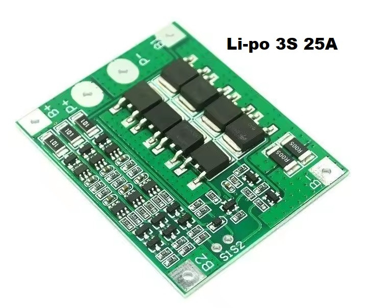 Плата контролера BMS 3S з балансиром, Li-po, 25А, 11.1V, для захисту и зарядки Li-ion акумуляторів, фото 1