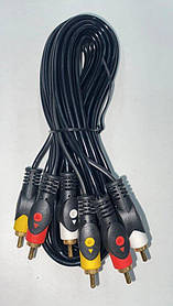 З'єднувальний кабель 3RCA – 3RCA (позолочені штекери, 3 метри)