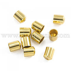 Концевики Для Шнура, Латунь, Колонка, Золото, 5х4мм, Внутрішній Діаметр 3мм, Отвір 1мм, 10 шт