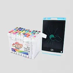 Скетч маркери 60 шт для малювання двосторонні + планшет