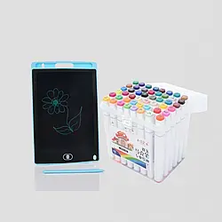 Скетч маркери 48 шт для малювання двосторонні + ПЛАНШЕТ