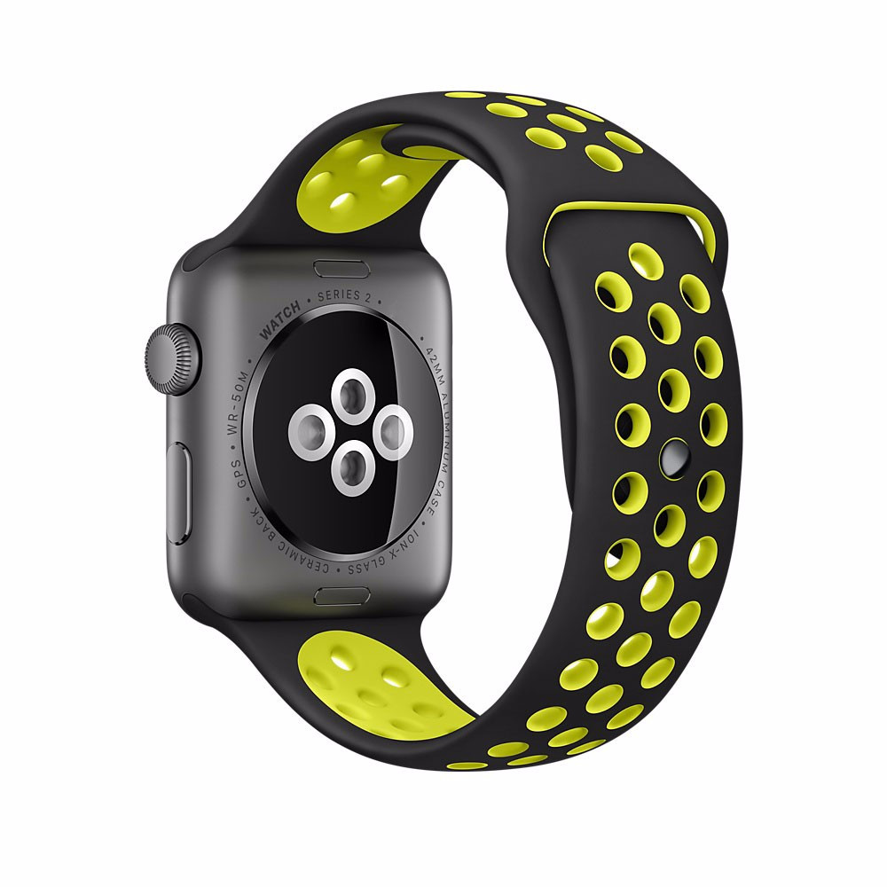 Спортивний ремінець з перфорацією Primo для годинника Apple Watch 42mm / 44mm / 45mm - Black&Yellow L, фото 1