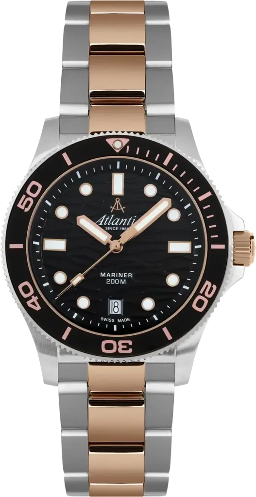 Часы Atlantic Mariner Quartz Wave Black Bicolor Rose Gold 81376.43.69R