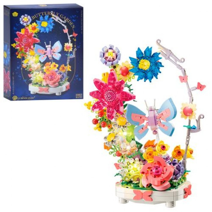 Конструктор кошик з квітами метелик, зі світлом Butterfly garden BB032