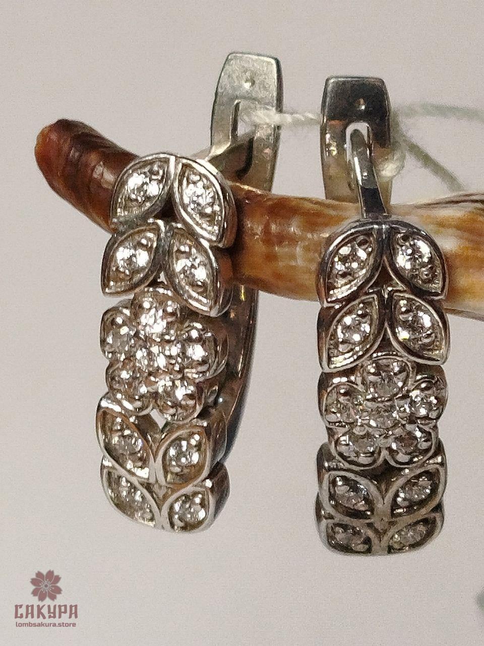 Срібні Сережки зі вставкою цирконій, фото 1