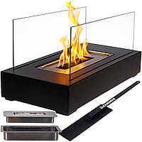 Біокамін KAMINER 26301 настільний, бездимний, на біоетанолі — скляні стінки, 250 мл, до 60 хв горіння 35×18×17 см