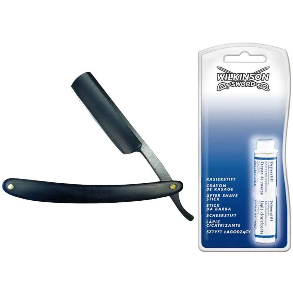 Небезпечна бритва/шавета розкладна Straight Razor + кровоспинний олівець Wilkinson Sword After Shave Stick, фото 1