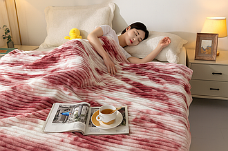 Плед флісовий полуторний "Хвиля" 160х210 см Багряно-бежевий