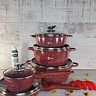 Набір посуду 12 предметів гранітної каструлі з антипригарним покриттям для кухні та приготування їжі., фото 3