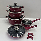 Набір посуду 12 предметів гранітної каструлі з антипригарним покриттям для кухні та приготування їжі., фото 5