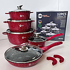 Набір посуду 12 предметів гранітної каструлі з антипригарним покриттям для кухні та приготування їжі., фото 6