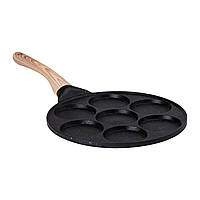 Сковорода з антипригарним покриттям 26 см для млинців, яєць та оладок, 7-секційна кругла чорна HP-39-582-B