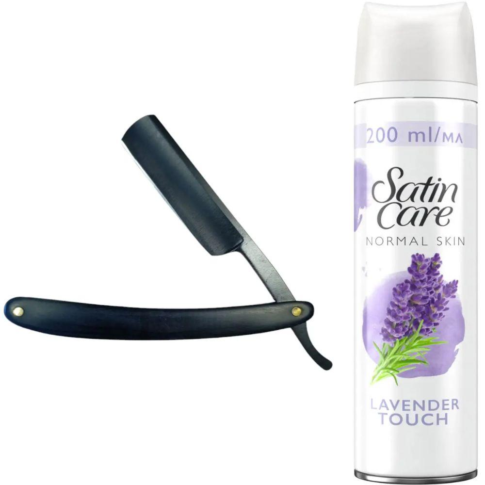 Небезпечна бритва/шавета розкладна Straight Razor + гель для гоління Gillette Satin Care Gel Lavender 200 мл, фото 1