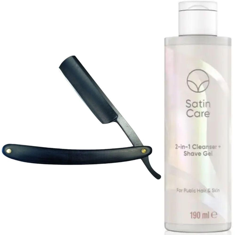 Небезпечна бритва/шавета розкладна Straight Razor + гель для гоління Gillette Venus Venus Satin Care 2 в 1, фото 1