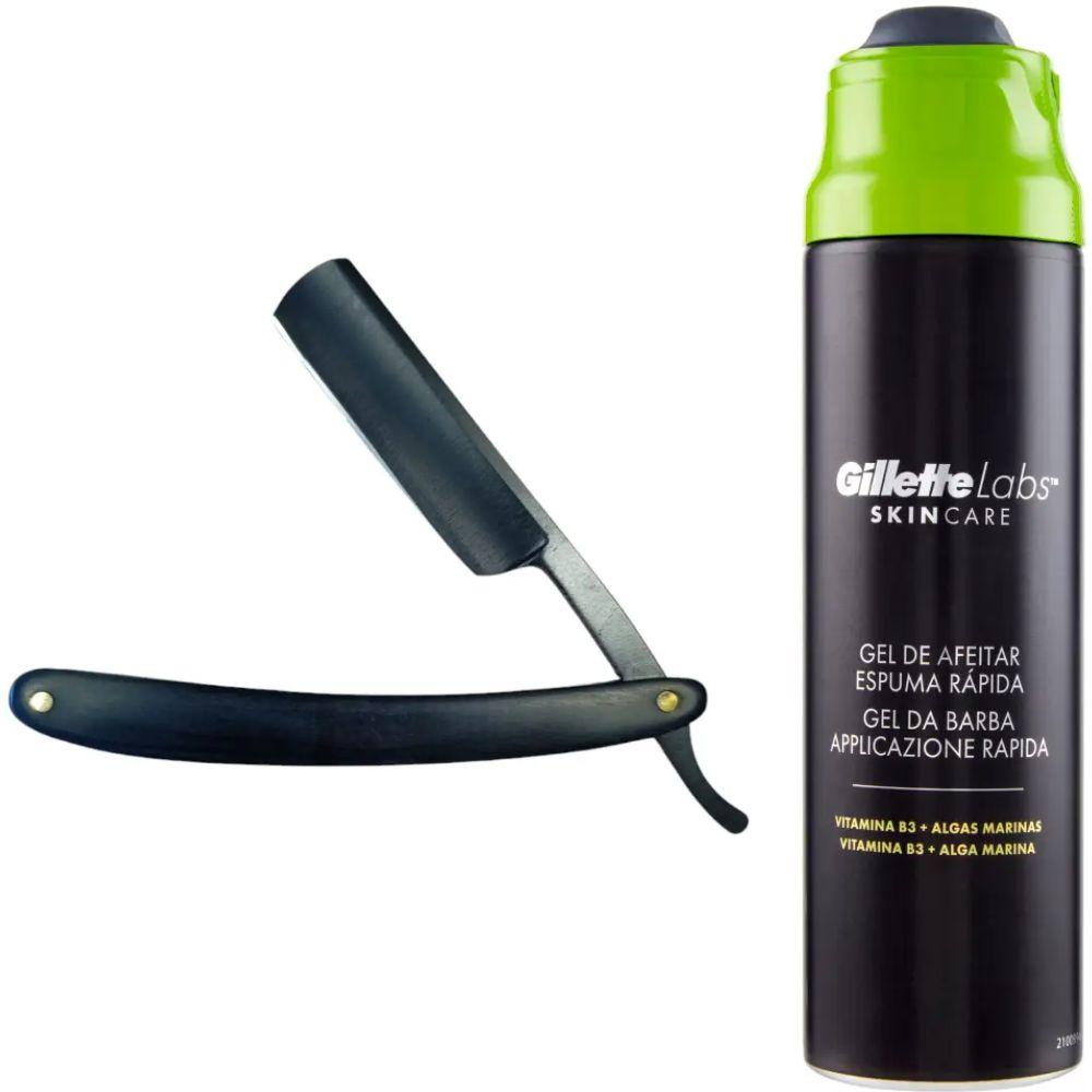 Небезпечна бритва/шавета розкладна Straight Razor + гель для гоління Gillette Labs Gel 198 мл, фото 1