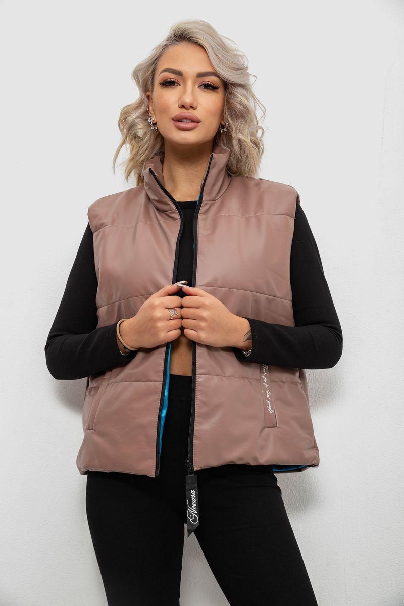 Жилет жіночий демісезонний екошкіра, колір коричневий, 257R98-1, фото 1
