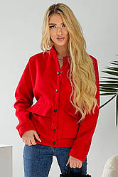 Бомбер жіночий штучний кашемір, колір червоний, 257R325 M-L