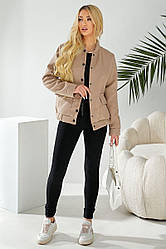 Бомбер жіночий штучний кашемір, колір бежевий, 257R325 M-L